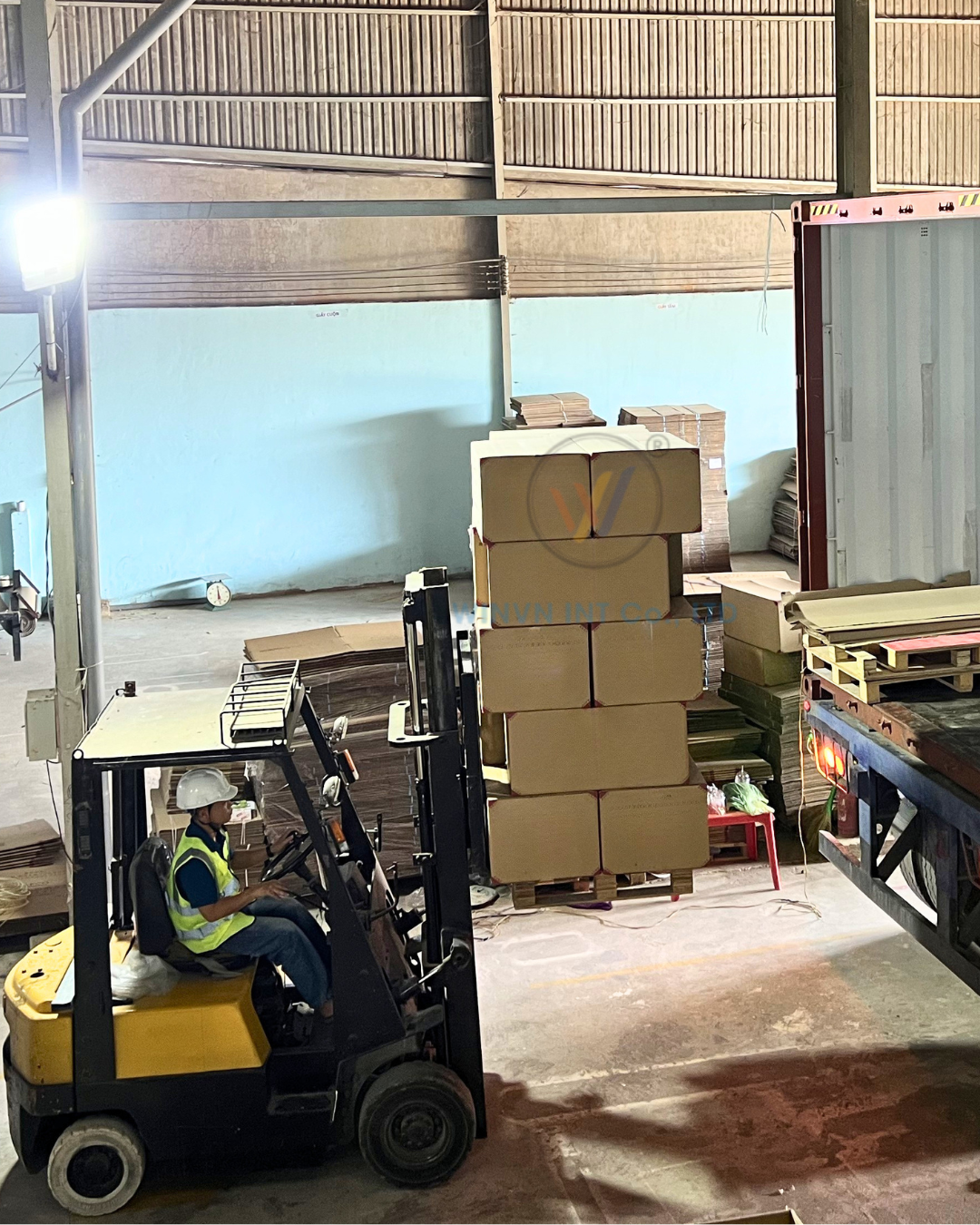 Forklift loading at the dock